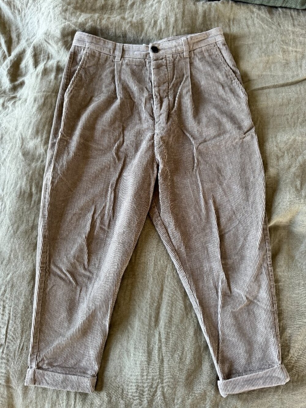AMI Paris Beige Carrot Oversized Trousers